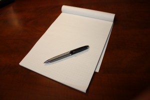 notepad and pen
