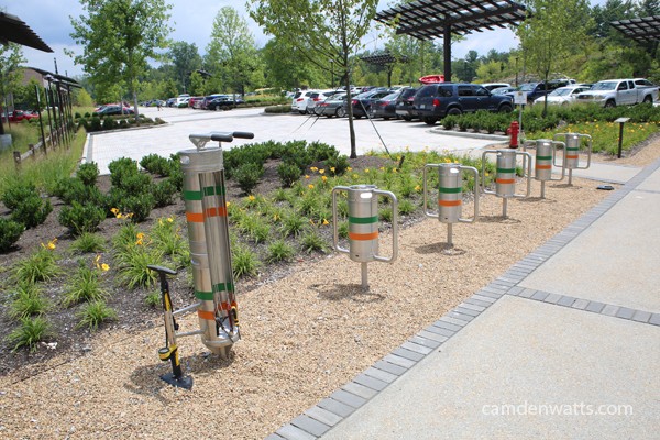 As you walk up to the taproom, you'll see bike racks made from kegs.
