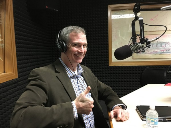 Shane Johnston at WCHL promoting Brewconomy leading to the Carrboro Film Festival in November.